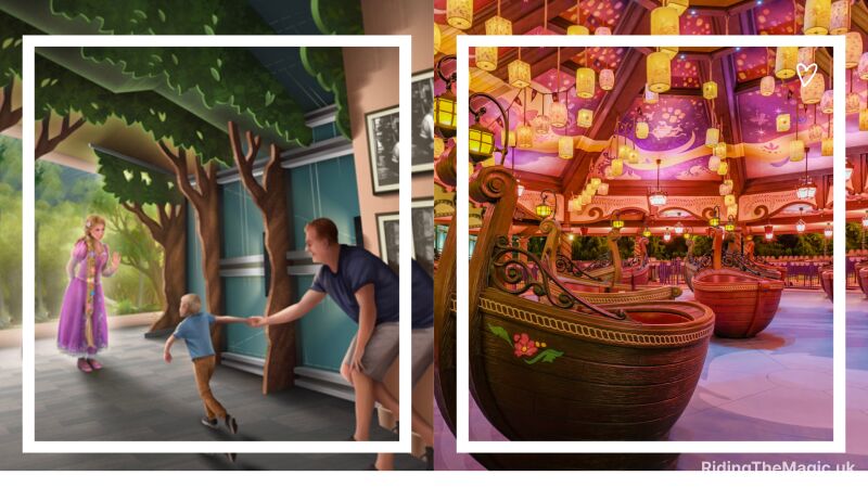 Two pictures of the interior of the new Disney Princess themed hotel