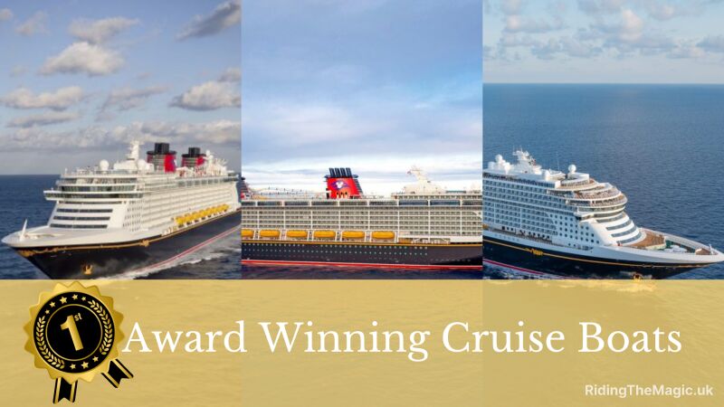 Collage of three cruise ships with text overlay "Award Winning Cruise Boats"
