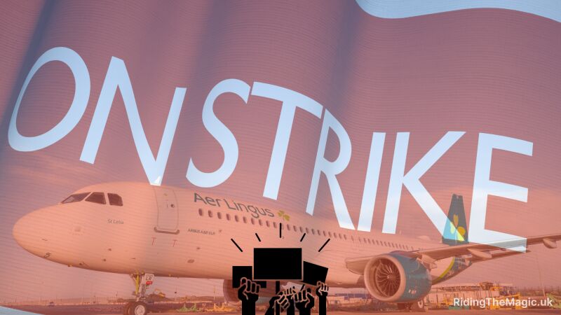 Aer Lingus airplane with ON STRIKE written on it