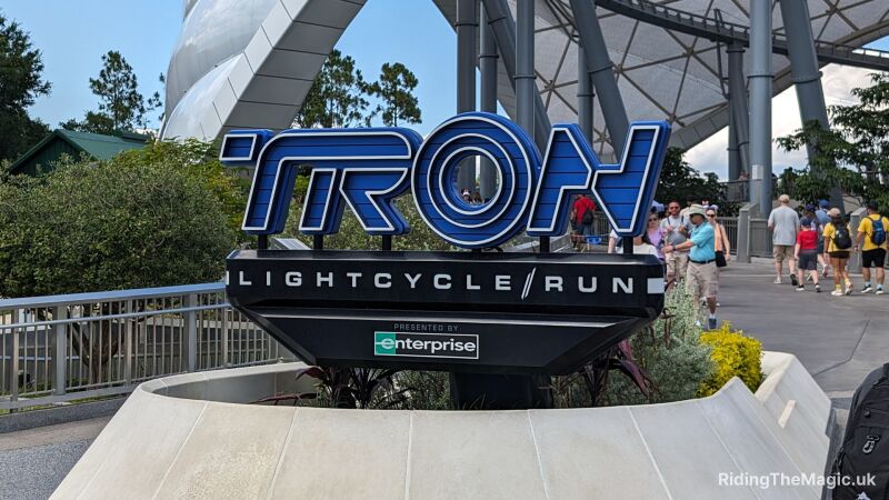 TRON Lightcycle / Run signage outside of the cannopy