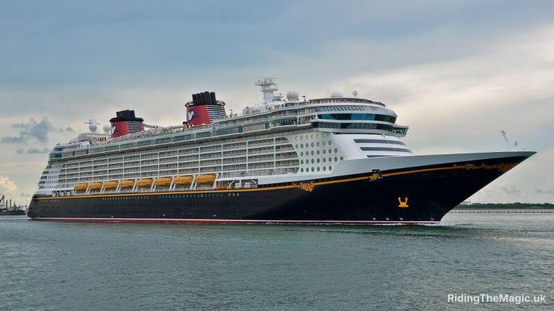Disney Fantasy cruise ship sailing in water