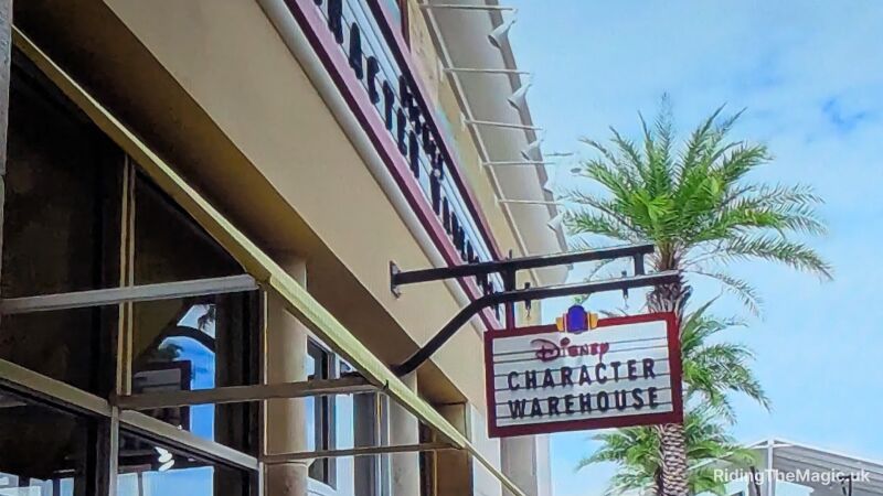 Disney Character Warehouse sign on the side of a building