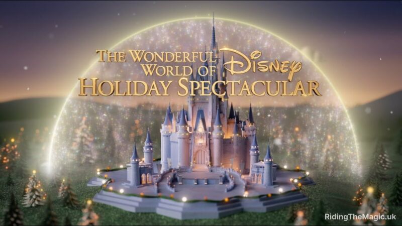 The Wonderful World of Disney Holiday Spectacular logo featuring a castle in the middle