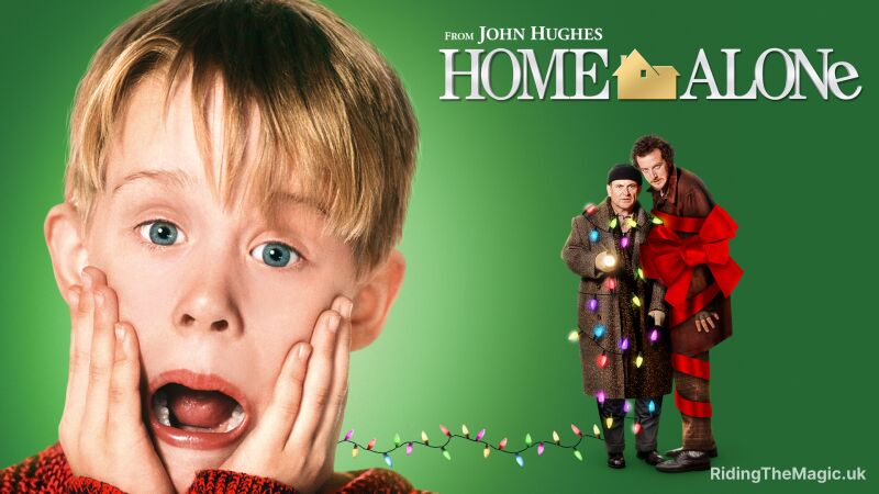 Home Alone movie poster with Kevin McCallister and the Wet Bandits