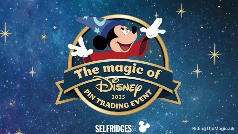 The magic of Disney Pin Trading Event 2025 logo with Mickey Mouse