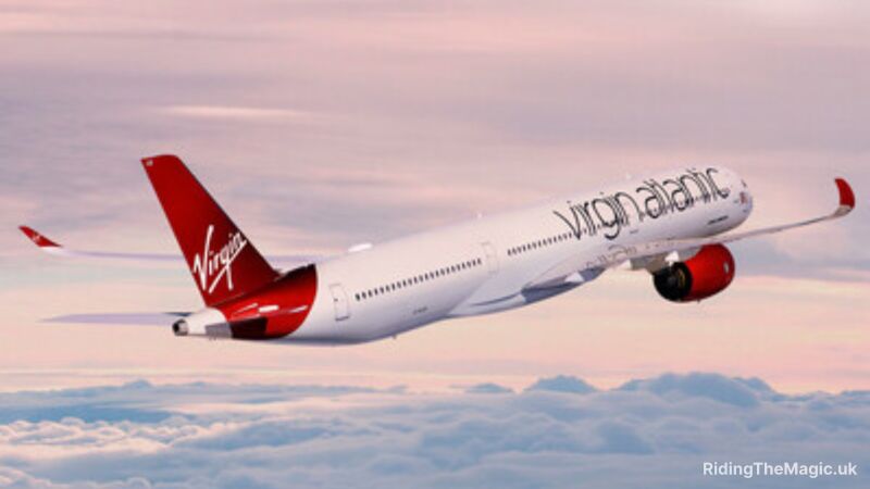 Virgin Atlantic airplane flying in the sky with clouds