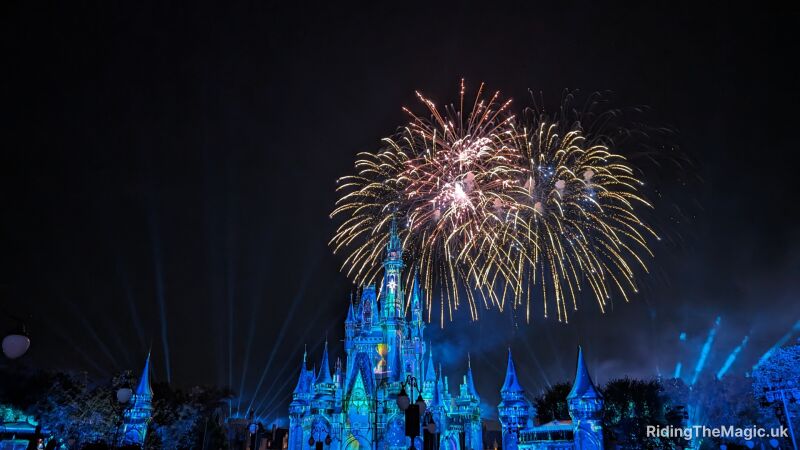 Fireworks explode above Cinderella's Castle at Walt Disney World in Florida