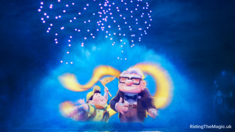 Photo of Carl and Russell in the Pixar Pals Parade at Disney World